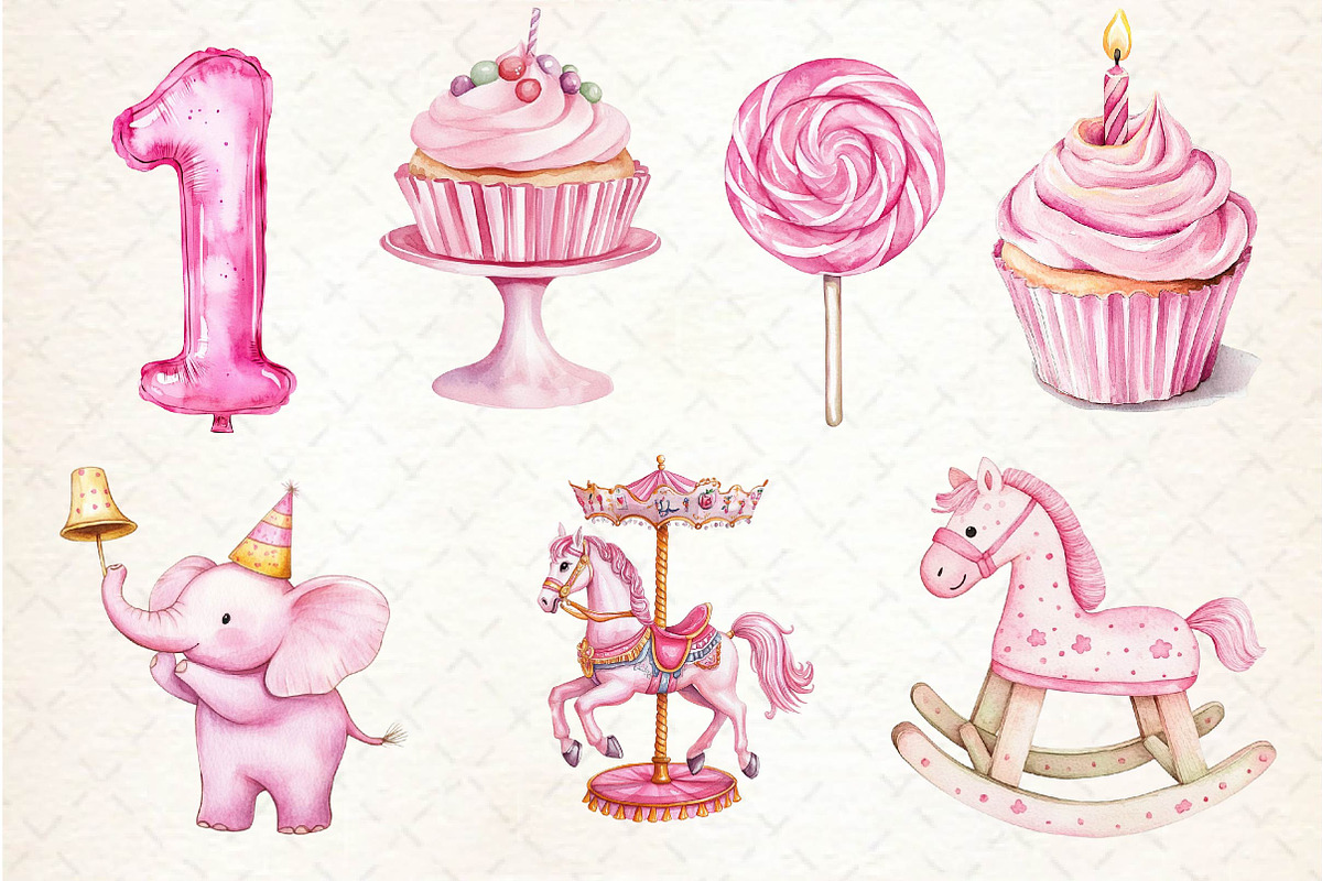 Pink Kids Birthday Clipart, an Illustration by Dream Creation (Photo 5 of 5)