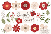 Christmas Flowers Clipart, an Illustration by Amanda Ilkov (Thumbnail 1 of 4)