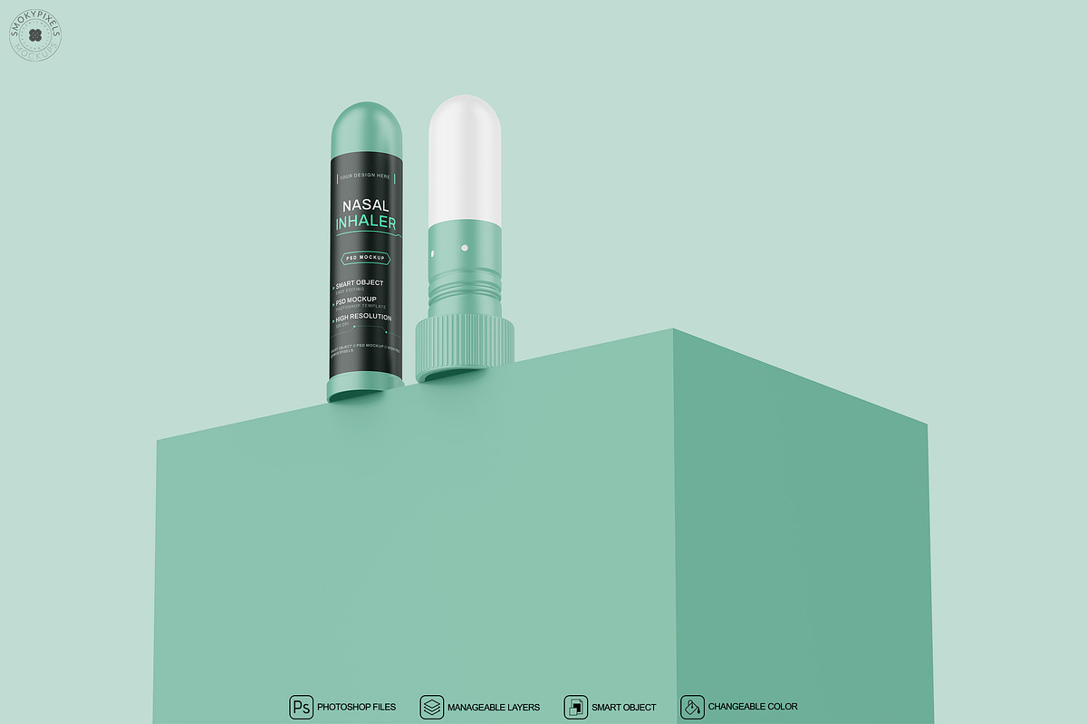 Nasal Inhaler Mockup, a Packaging Mockup by SmokyPixels (Photo 2 of 6)