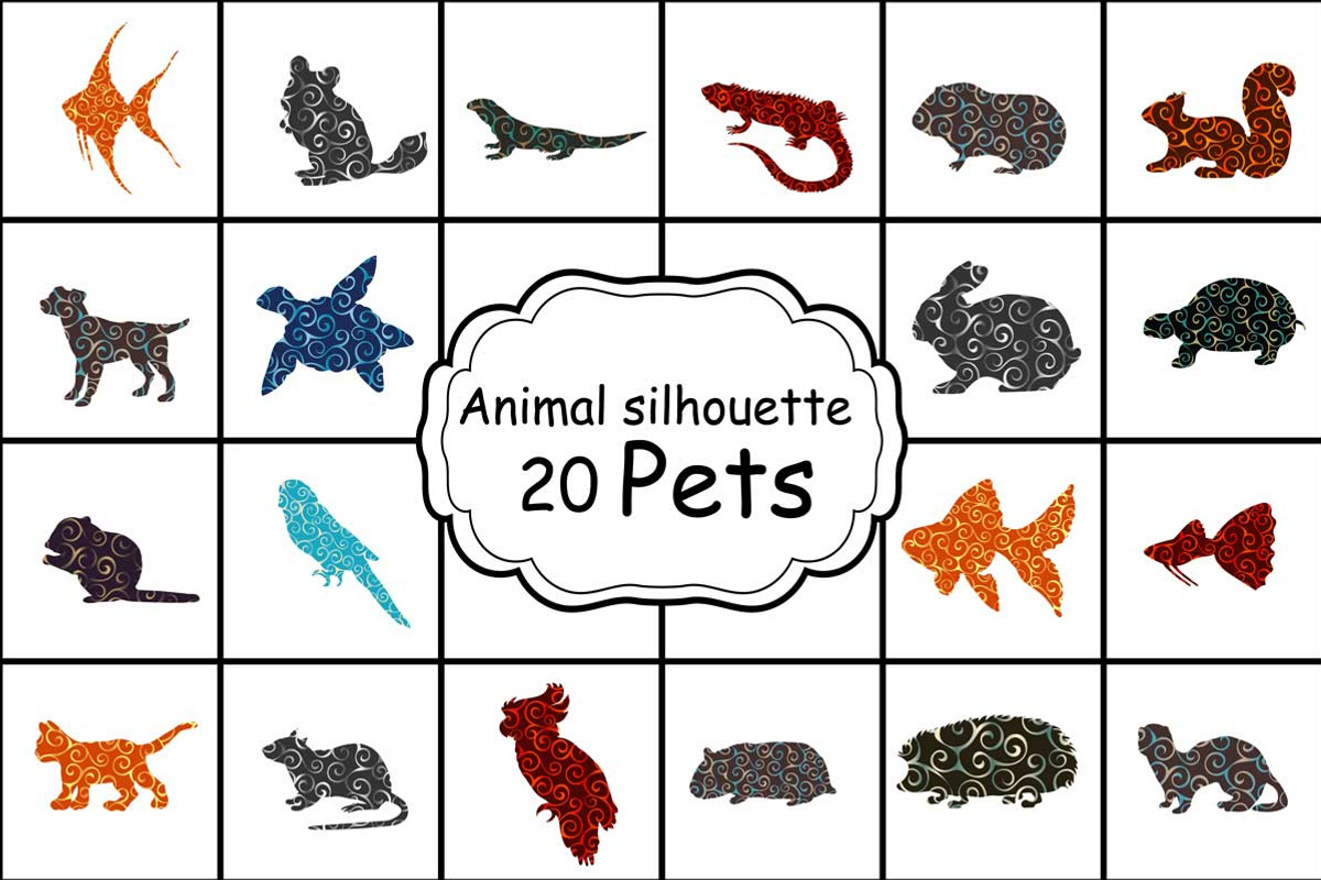 Set 20 colorful silhouettes pet, an Icon by kozyrevaelena (Photo 1 of 4)