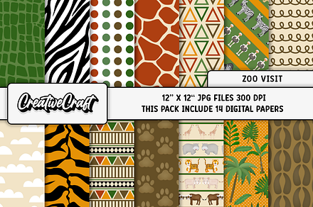 Safari Digital Papers, scrapbooking