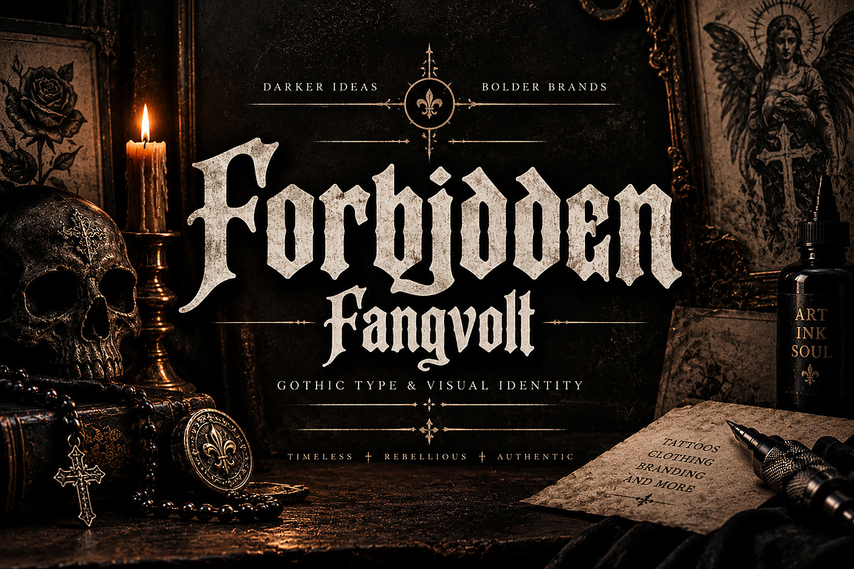 Fangvolt – Dark Gothic Display Font, a Blackletter Font by Wow Magic (Photo 2 of 5)