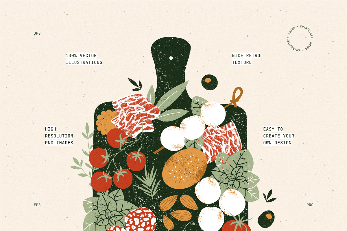 Charcuterie illustrations, a Food Illustration by adehoidar (Photo 6 of 11)
