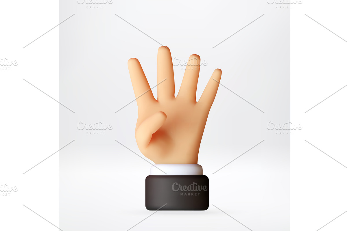 3D businessman hand showing number, an Object Illustration by Abscent