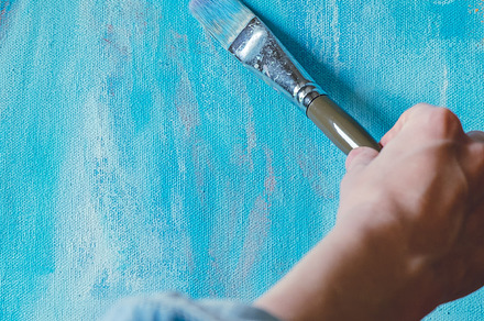 Hand of artist with paintbrush, an Arts & Entertainment Photo by Valeryia P.