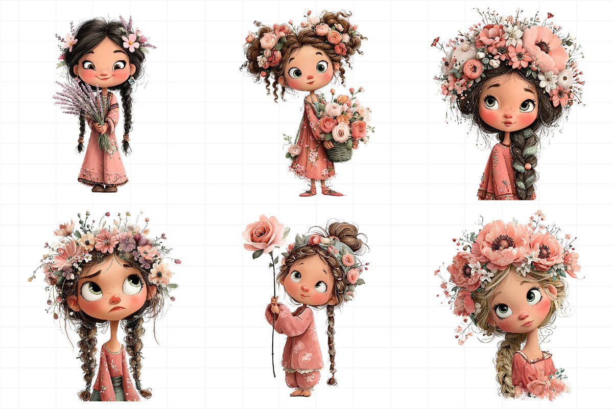 Floral Girl with Braids PNG Clipart, an Illustration by Daily.Designs (Photo 4 of 7)
