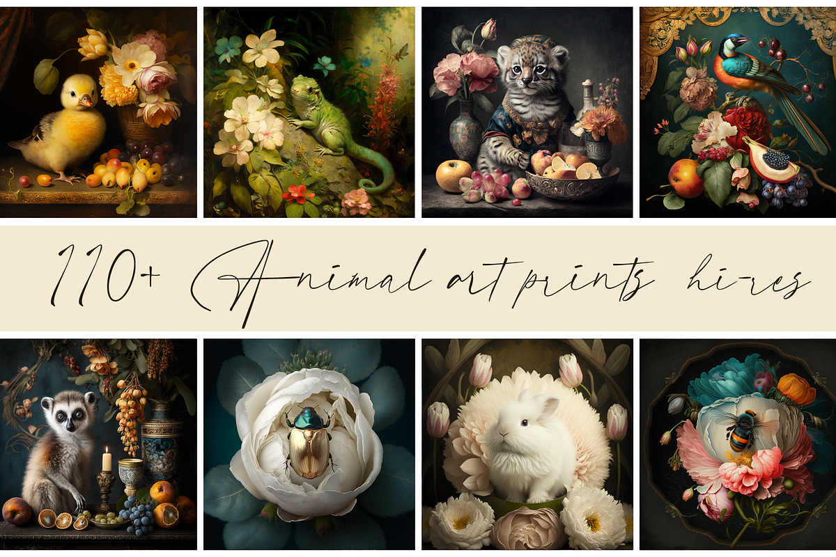 111 Animal Art Still Life Prints, a Background Graphic by YvY (Photo 1 of 11)