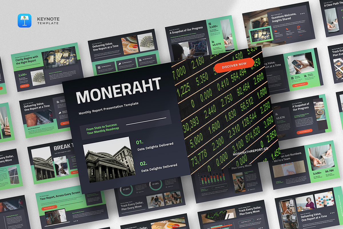 Monthly Report Keynote Template, a Presentation Template by fluffstudio (Photo 1 of 4)