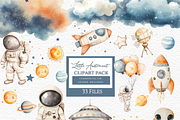 Watercolor space clipart bundle, an Education Illustration by Invite to Clipart (Thumbnail 1 of 4)