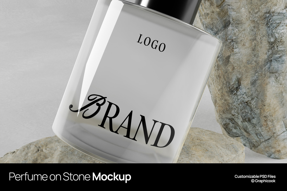 Perfume On Stone Mockup, a Product Mockup by graphicook (Photo 1 of 4)