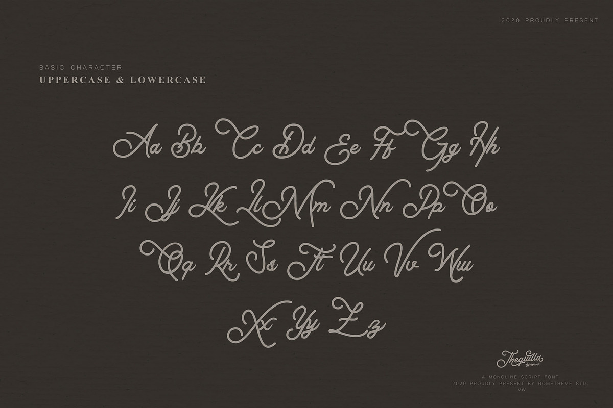 Thequilla - Monoline Script Font, a Script Font by Rometheme Std (Photo 5 of 7)
