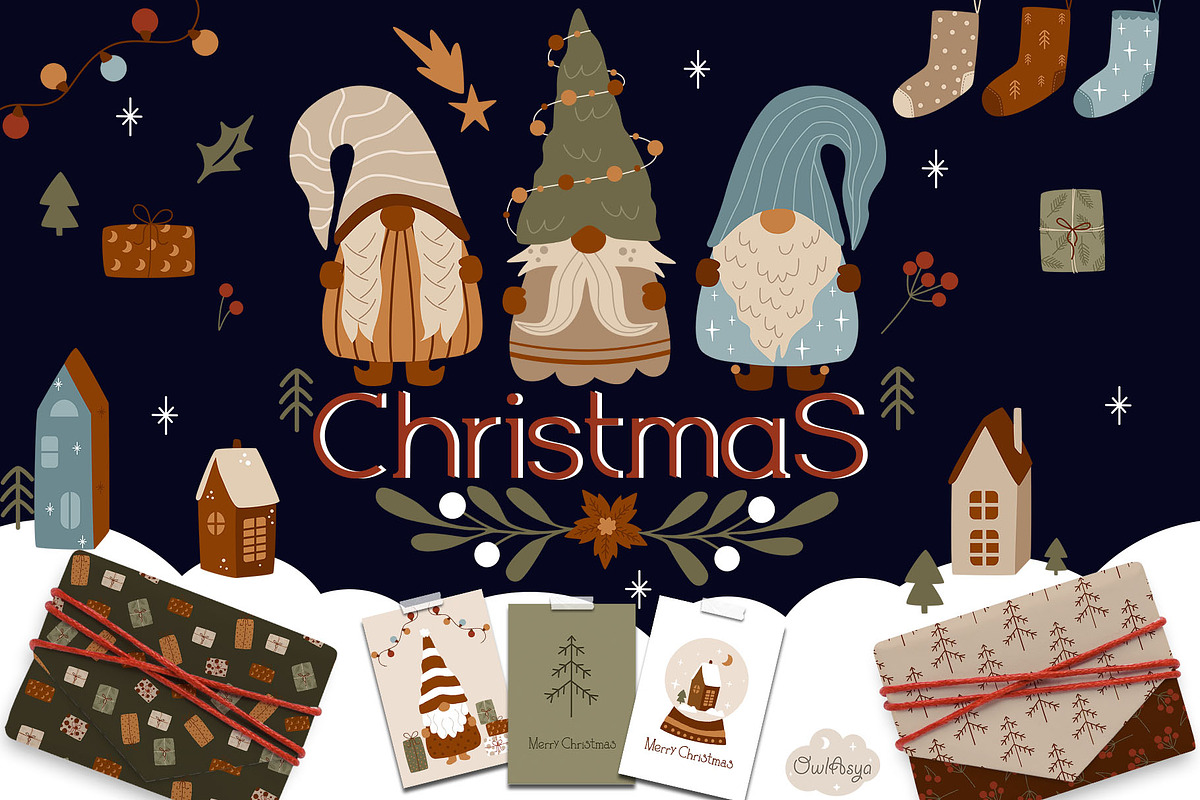 Christmas gnomes collection, an Illustration by owlasya (Photo 1 of 10)