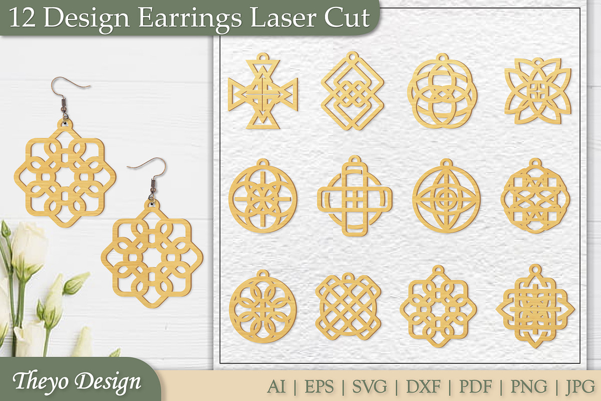 Abstract celtic Earrings Laser Cut, an Illustration by Theyo Design (Photo 1 of 13)
