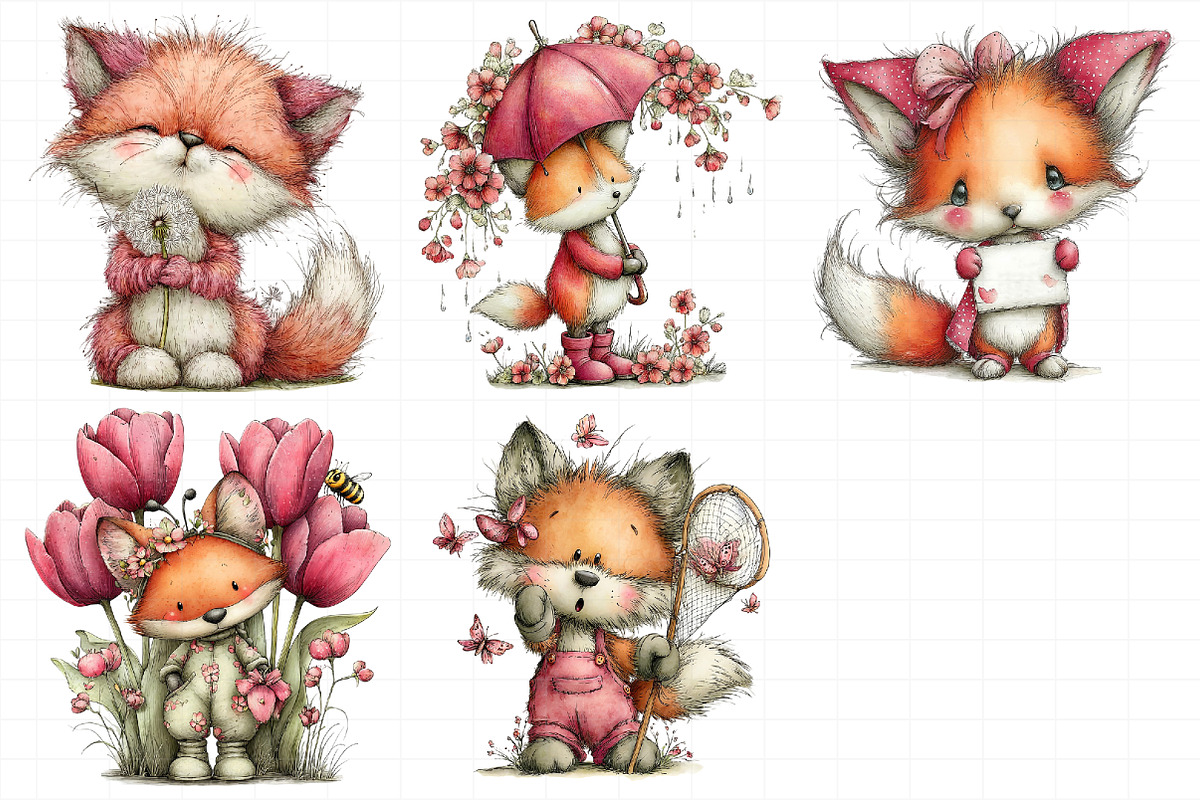 Whimsical Spring Funny Fox Clipart, an Illustration by Daily.Designs (Photo 7 of 8)