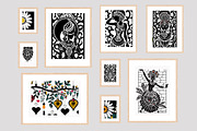 Black Abstract Botanical Wall Art, a Wallpaper Graphic by Helospace (Thumbnail 2 of 10)