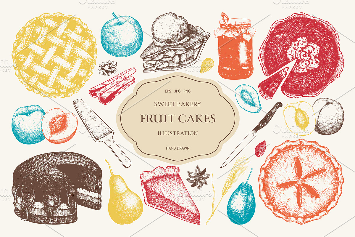 Fruit Cake & Berry Pie Collection, a Food Illustration by Yevheniia (Photo 7 of 8)