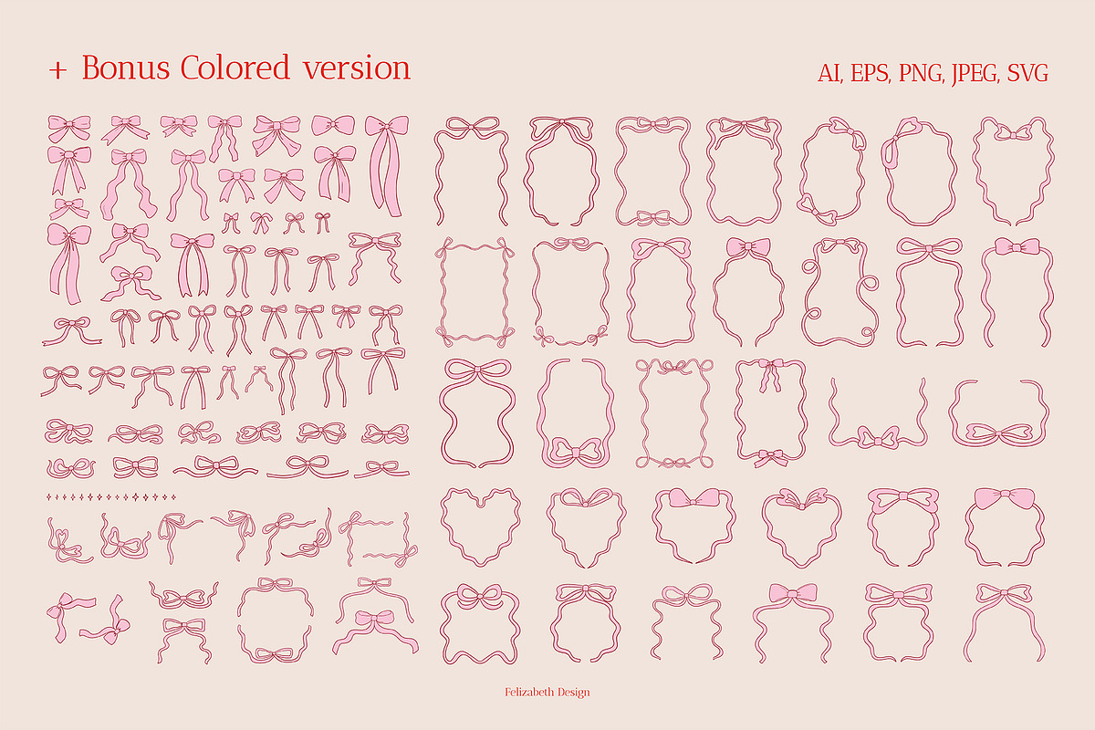 Coquette Bows, Frames and Patterns, an Object Graphic by Felizabeth Design (Photo 13 of 14)