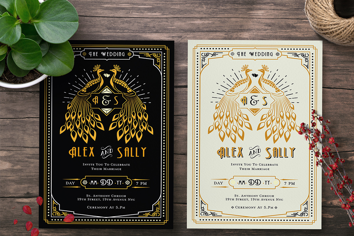ART DECO WEDDING INVITATION, an Invitation Template by Totem Invitation House (Photo 2 of 4)