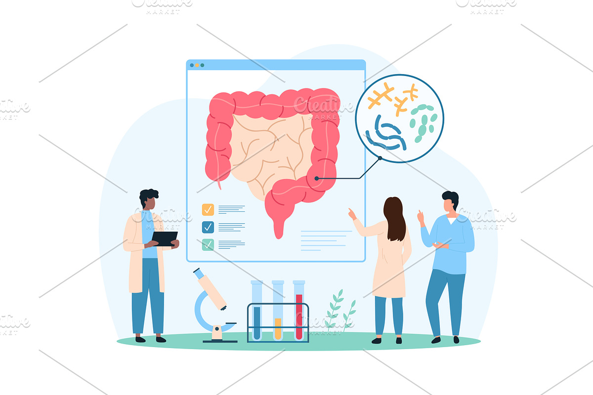 Good bacteria intestines healthy, a Person Illustration by Flashvector