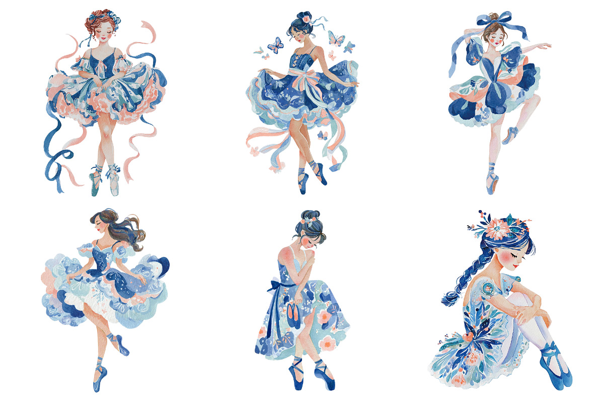 Whimsical Ballerina Girls PNG, a Seasonal Illustration by Daily.Designs (Photo 2 of 5)
