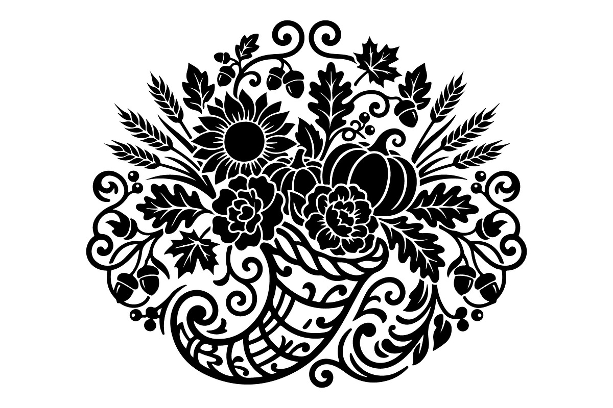 Elegant Floral Pumpkin Cornucopia, an Object Graphic by Gfx_Store (Photo 12 of 16)