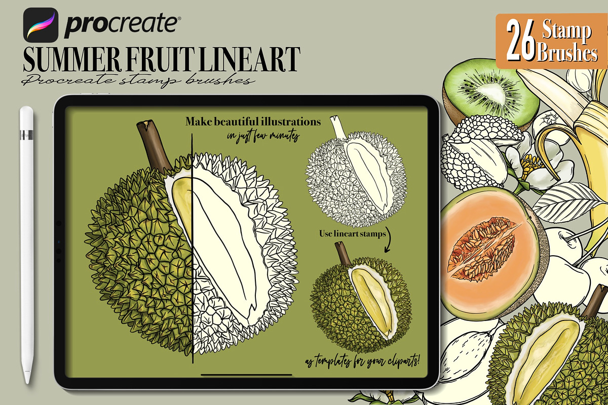 Procreate Summer Fruit Stamp Brushes, a Brush Add-On by PDknyStudio (Photo 6 of 6)
