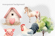 Valentine farm clipart watercolor, an Object Graphic by MyLittleMeow (Thumbnail 2 of 9)