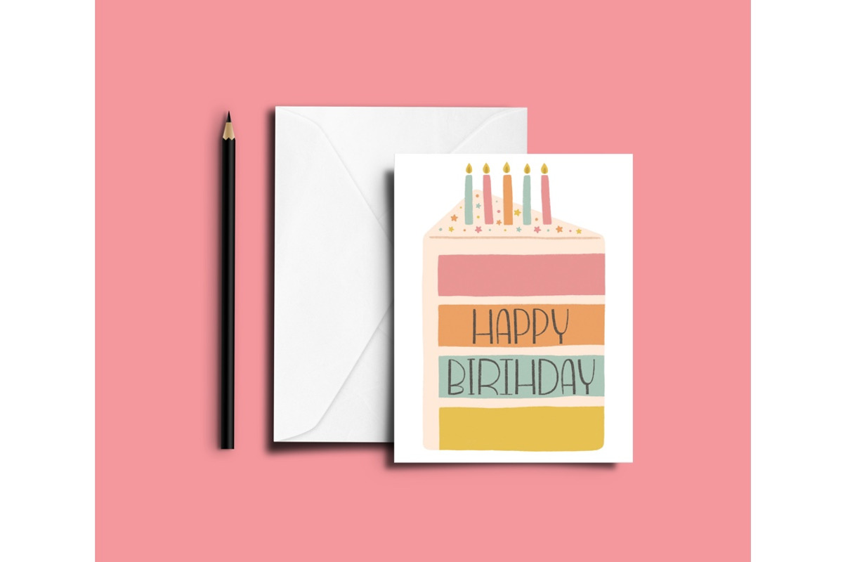 5 x 7 Birthday Cake Greeting Card, a Card Template by K McCormack Designs (Photo 2 of 3)