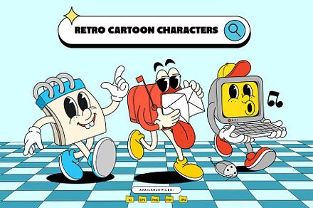 Retro Cartoon Characters - Vol.01, an Illustration by Graptail