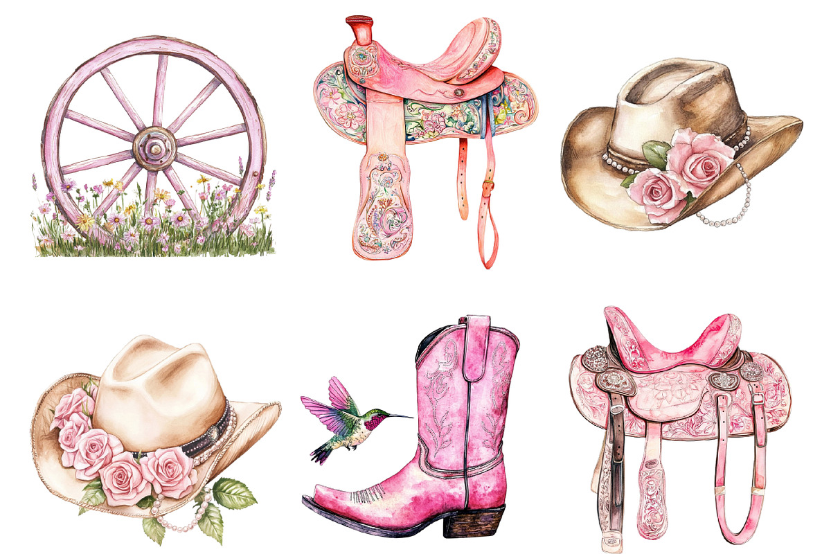Western Pink Coquette Clipart PNG, an Illustration by designhome (Photo 2 of 5)