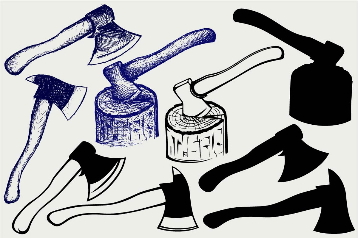 Axe and stump SVG, an Outline Icon by LineworkStock