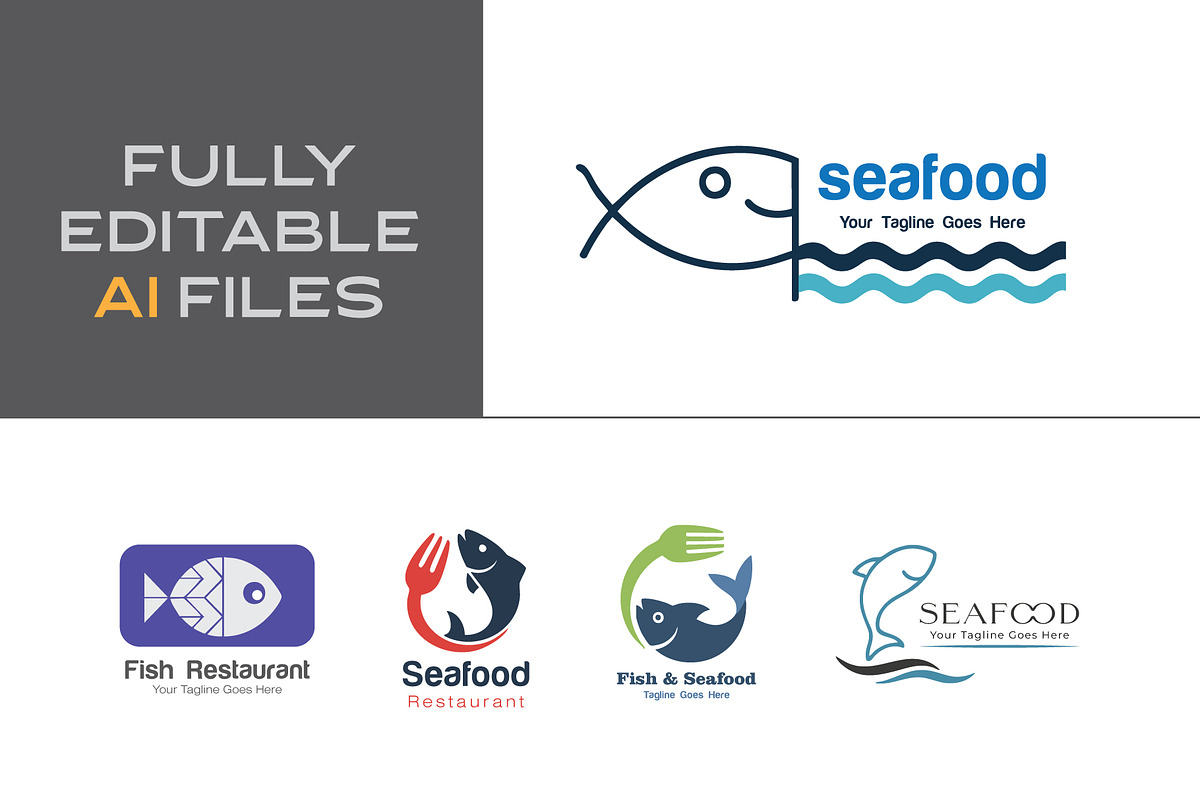 Modern Seafood Logo Collection, a Branding & Logo Template by YUDesignStore (Photo 2 of 12)