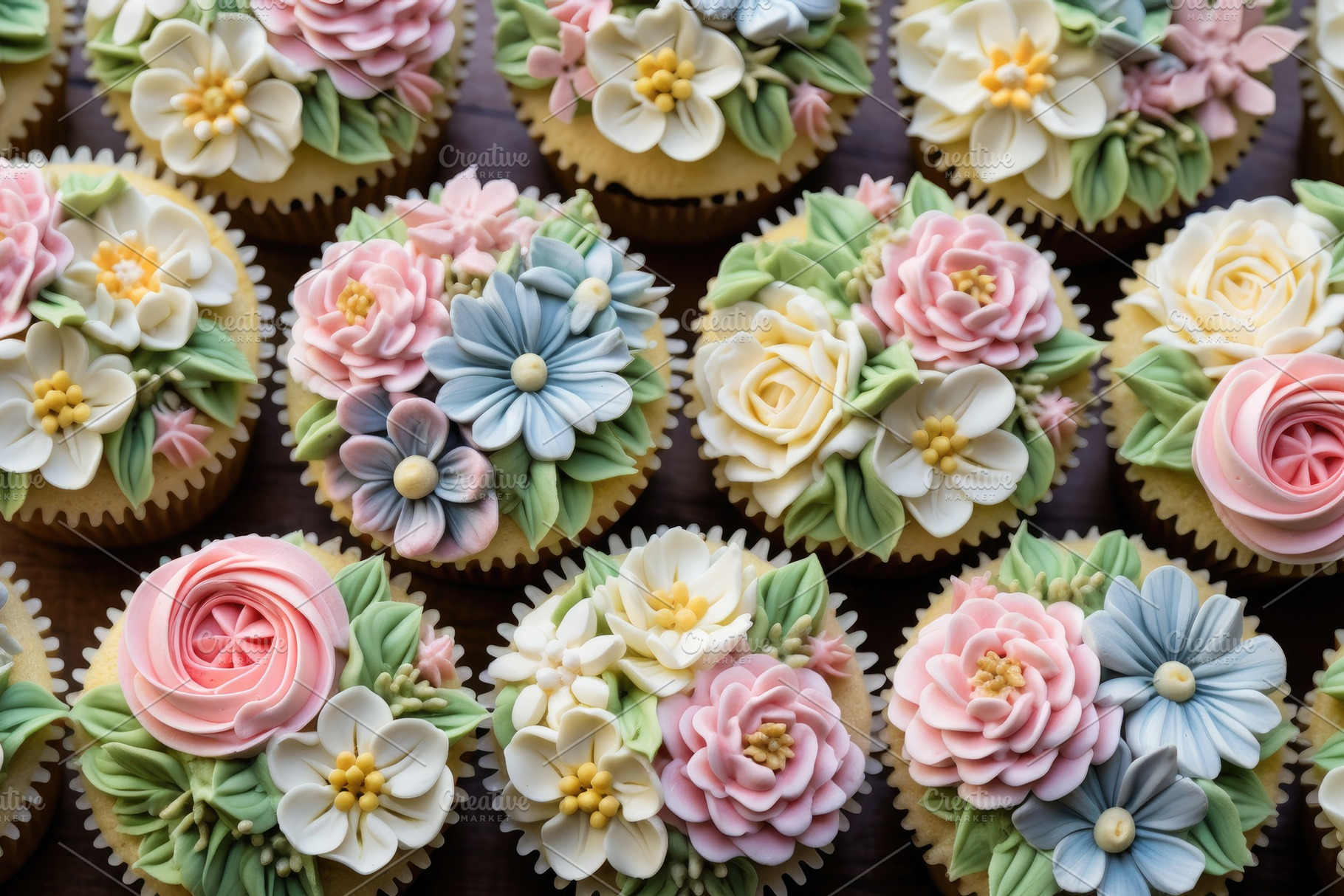 Close Up of Flower Cupcakes, Colorfu, a Photo by Iftikhar Alam