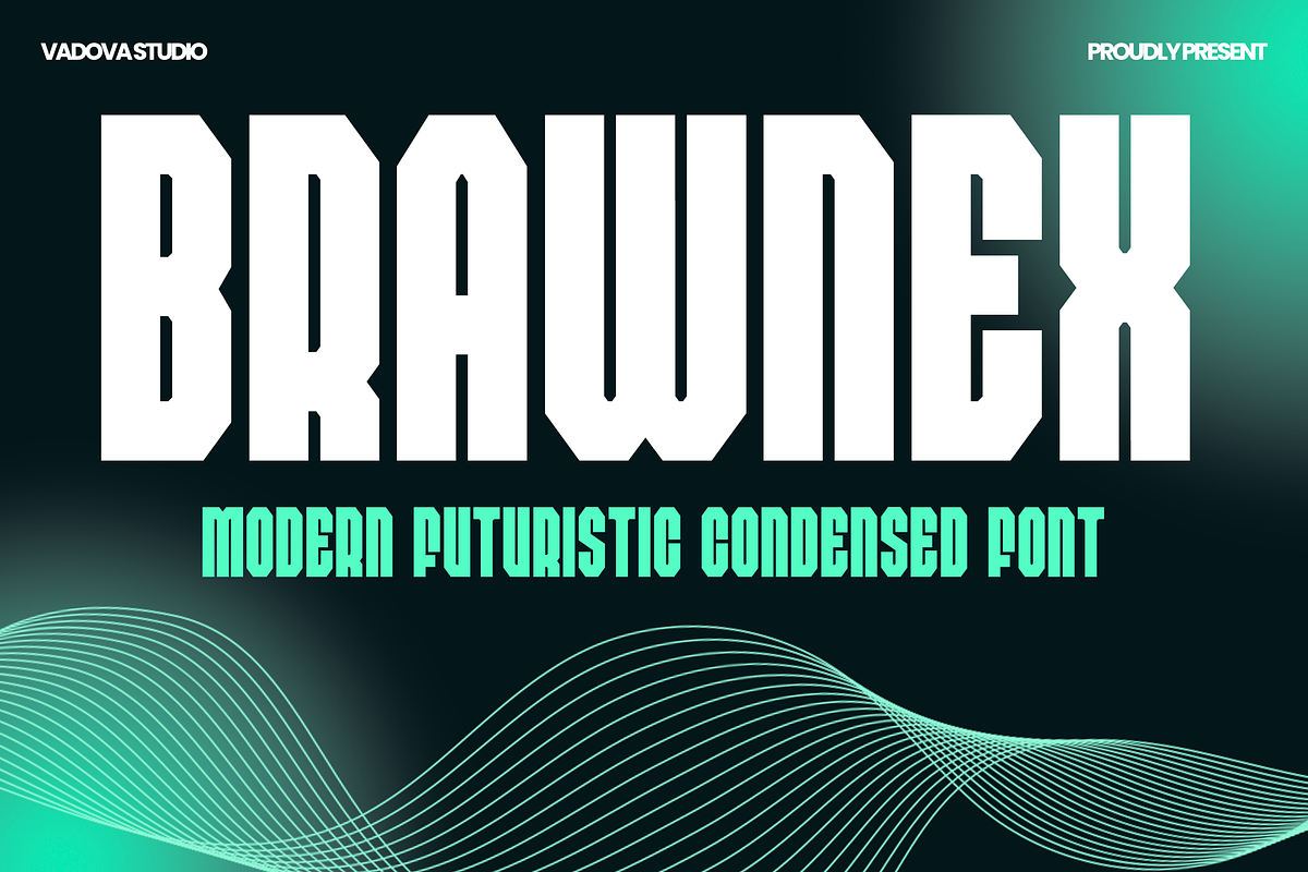 Brawnex Futuristic Condensed Font, a Sans Serif Font by Vadovastd (Photo 1 of 11)