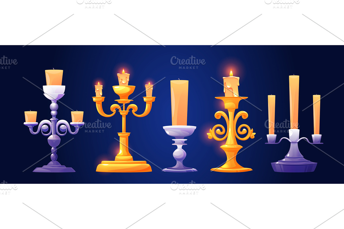 Cartoon vintage candlestick, an Object Illustration by art PVP - market