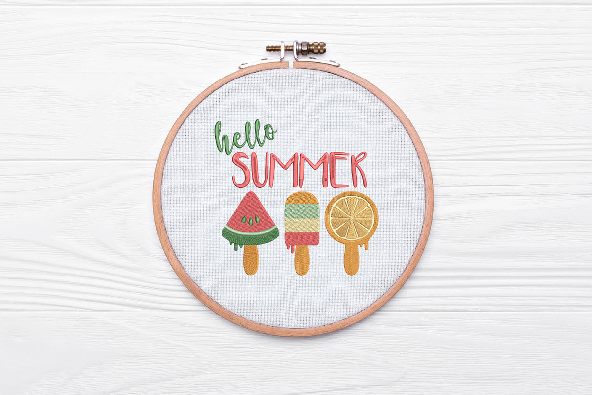 Hello Summer Embroidery Design, an Illustration by Pixels.Craft (Photo 2 of 4)