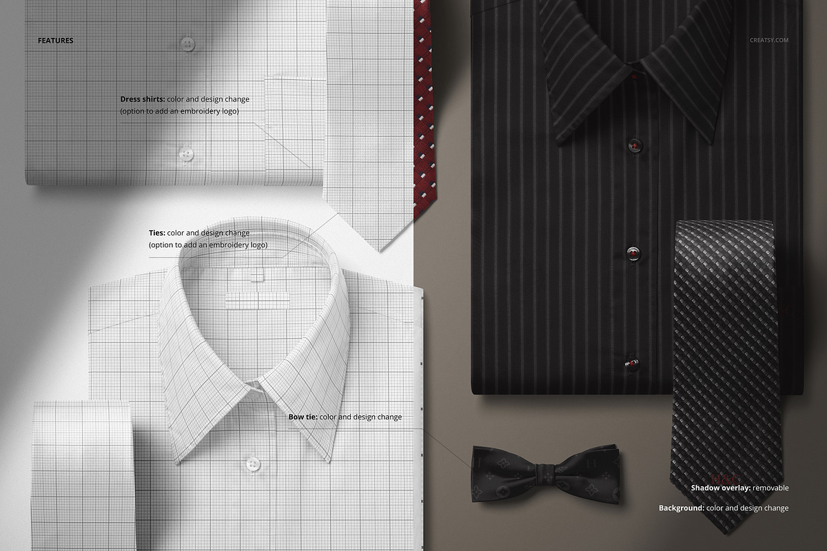 Men’s Dress Shirt Collection Mockup, a Shirt Mockup by Creatsy (Photo 3 of 5)