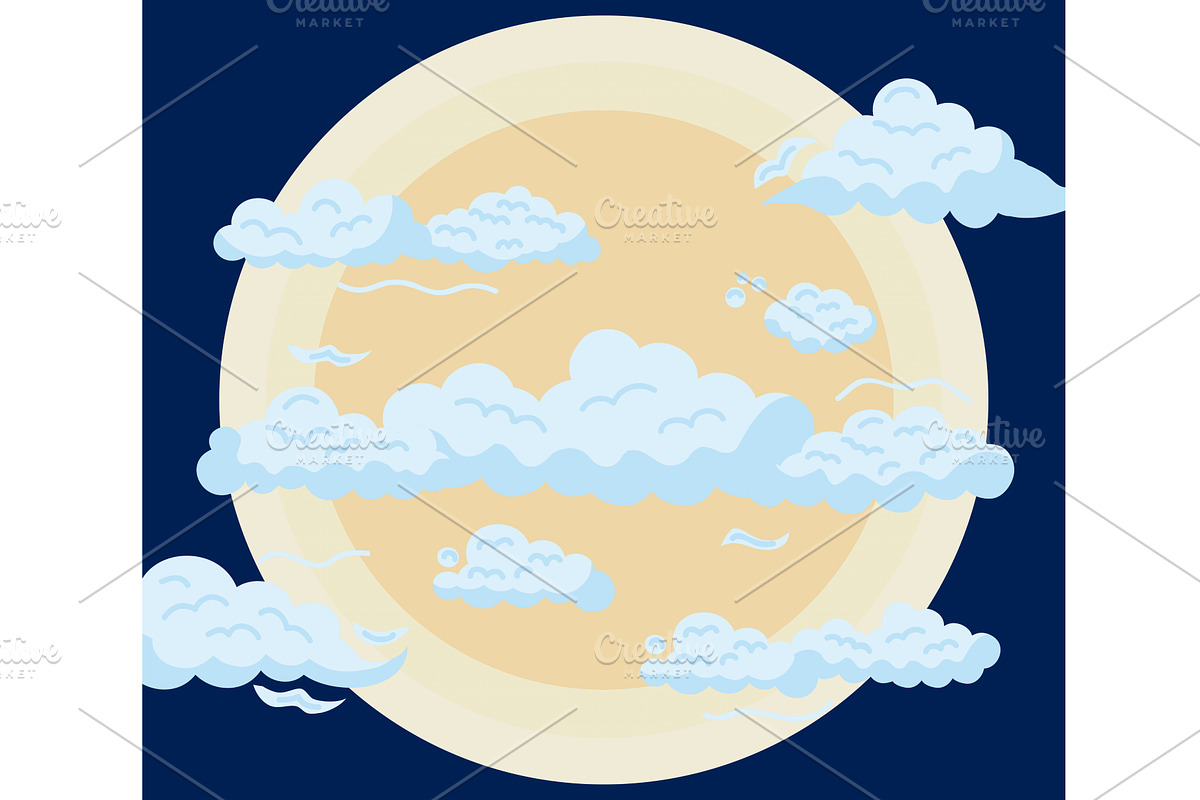 clouds and fullmoon scene, an Illustration by studiogstock