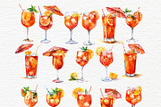 Aperol spritz clip art, Watercolor, a Food Illustration by Invite to Clipart (Thumbnail 2 of 4)