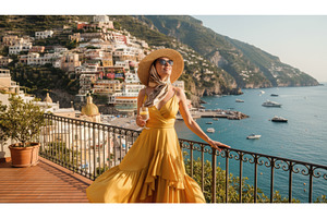 Elegant woman in a yellow dress, sun, a Holiday Photo by Igor Tichonow