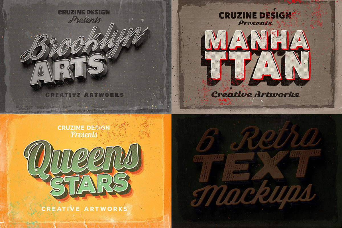 6 Retro/Vintage Text Mock-ups, a Mockup by Cruzine (Photo 2 of 5)