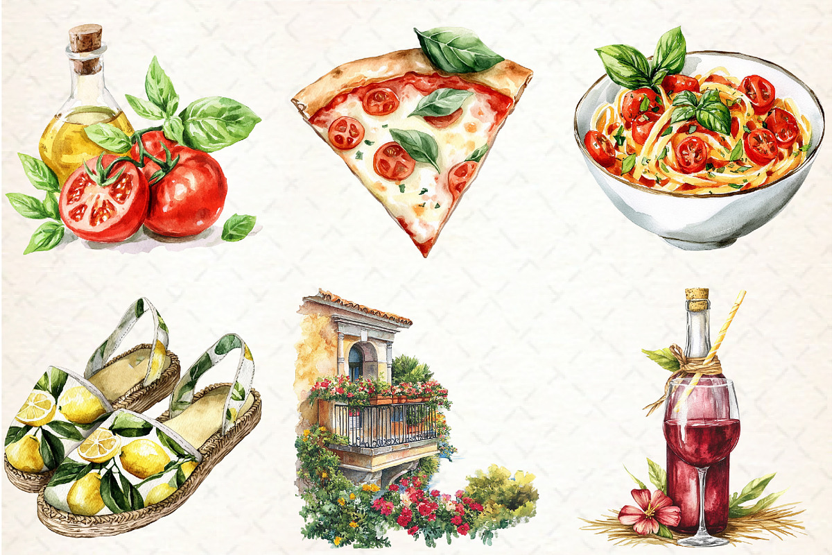 Italian Summer Clipart, an Illustration by Libby Wishes (Photo 2 of 7)