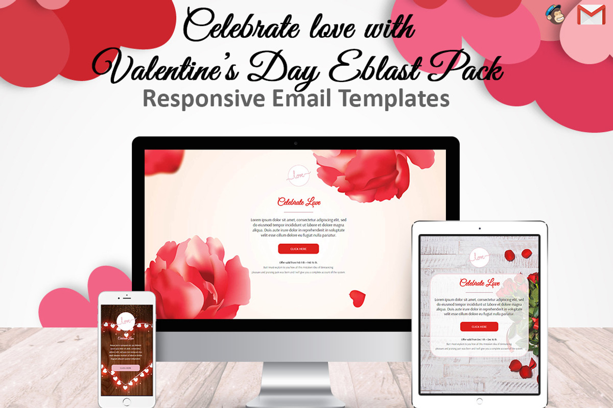3 Valentine's Day Email Templates, an Email Template by Khryna Designs (Photo 1 of 4)
