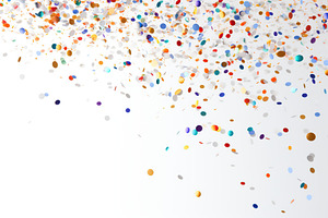 Colorful falling confetti on white background, a Holiday Photo by AlyaAnd