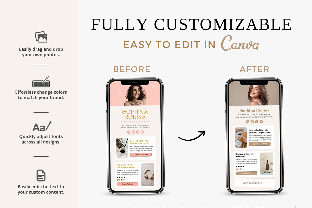 Link In Bio Template | Boho Coach, a Landing Page Template by Ciera Design Templates (Photo 4 of 9)