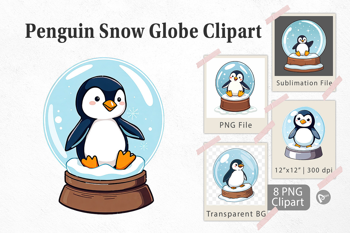 Penguin Snow Globe Clipart, a Graphic by Artnoy (Photo 1 of 5)