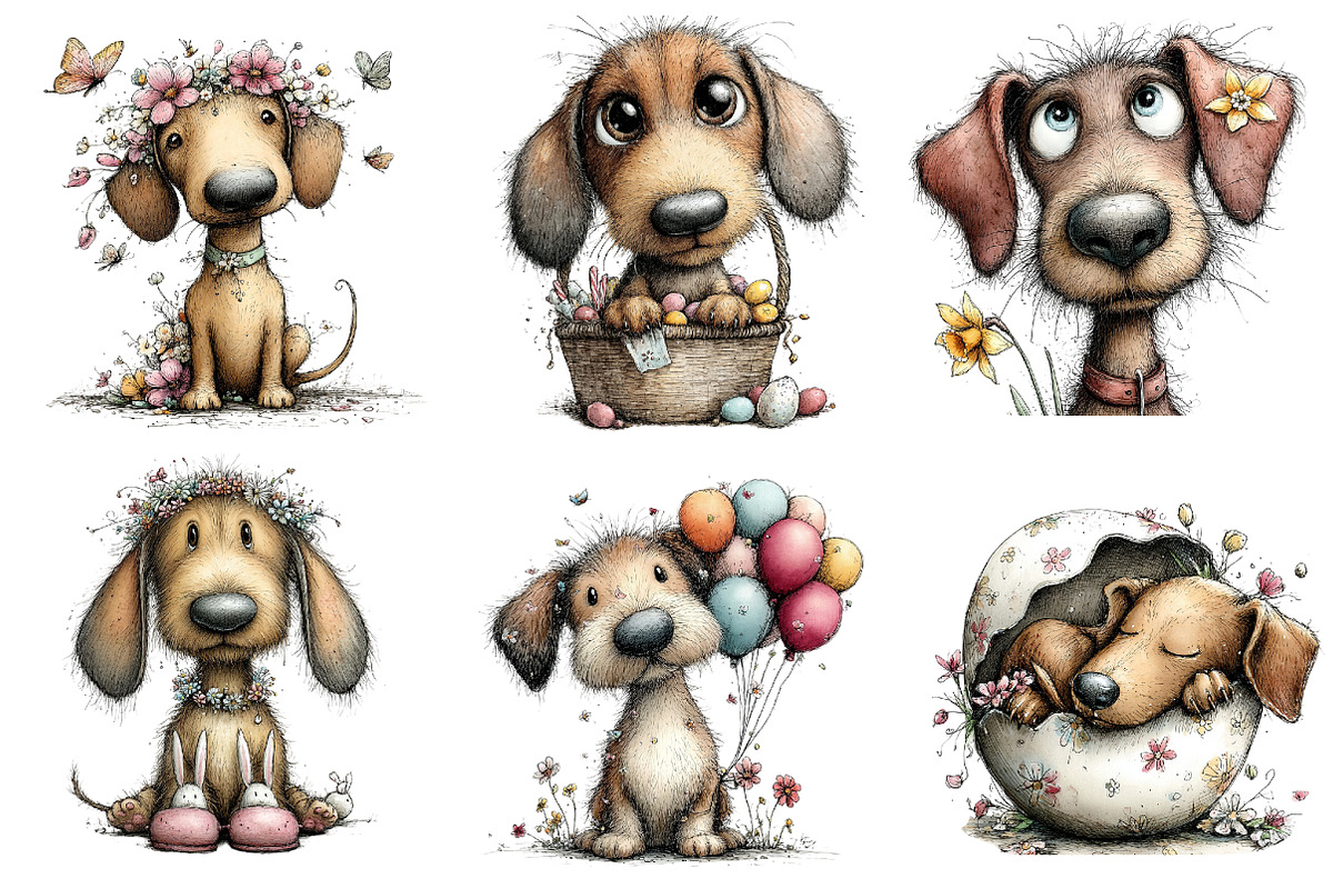 Whimsical Spring Dachshund Clipart, an Illustration by Dream Creation (Photo 4 of 6)