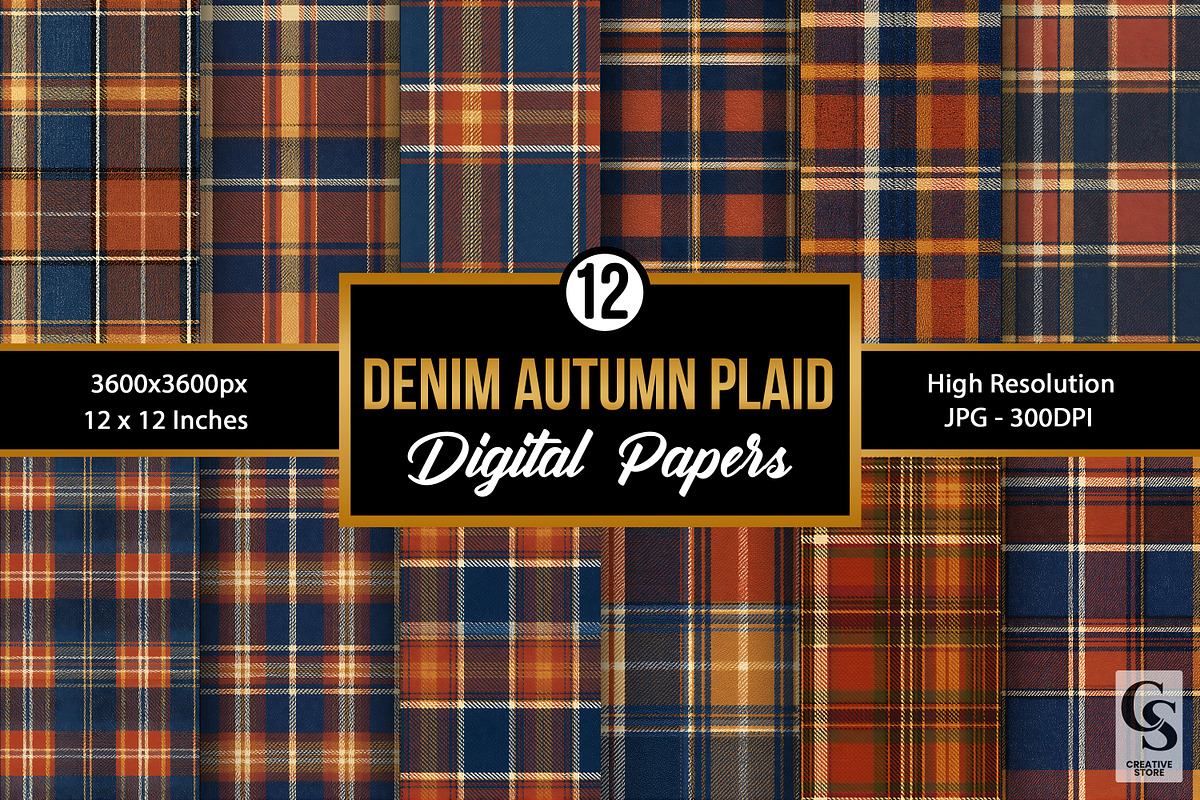Denim Autumn Plaid Seamless Pattern, a Pattern Graphic by Creative Store (Photo 1 of 5)