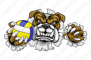 Bulldog Dog Volleyball Volley Ball, an Animal Illustration by Christos Georghiou