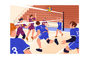 Volleyball players, sports game set, a Sport Illustration by PaperTrident (Thumbnail 2 of 7)